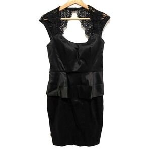 XSCAPE- Sleevless lace accent black formal dress women's size 12